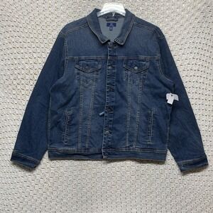 NWT George Denim Trucker Jacket Mens XL Blue Denim  Button Up Western Coat